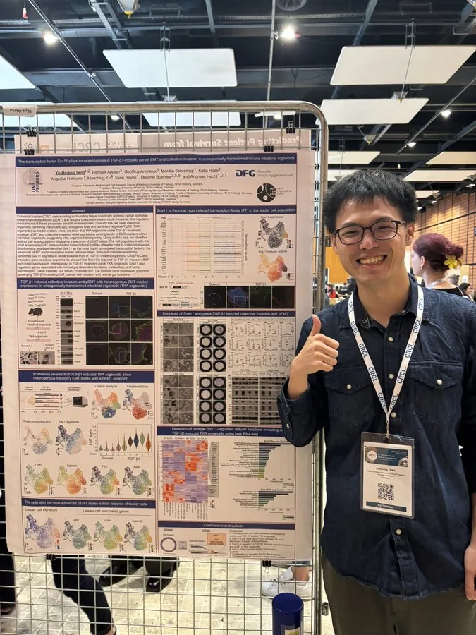 Yu-Hsiang Teng presenting a research poster at a conference